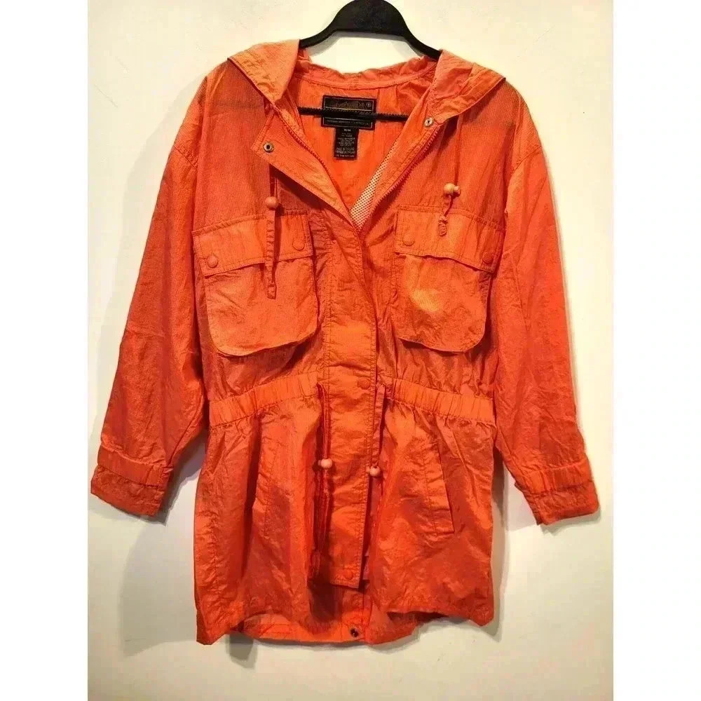 Vintage Eddie Bauer Red Drawstring Raincoat Size M 1B - Picture 4 of 9